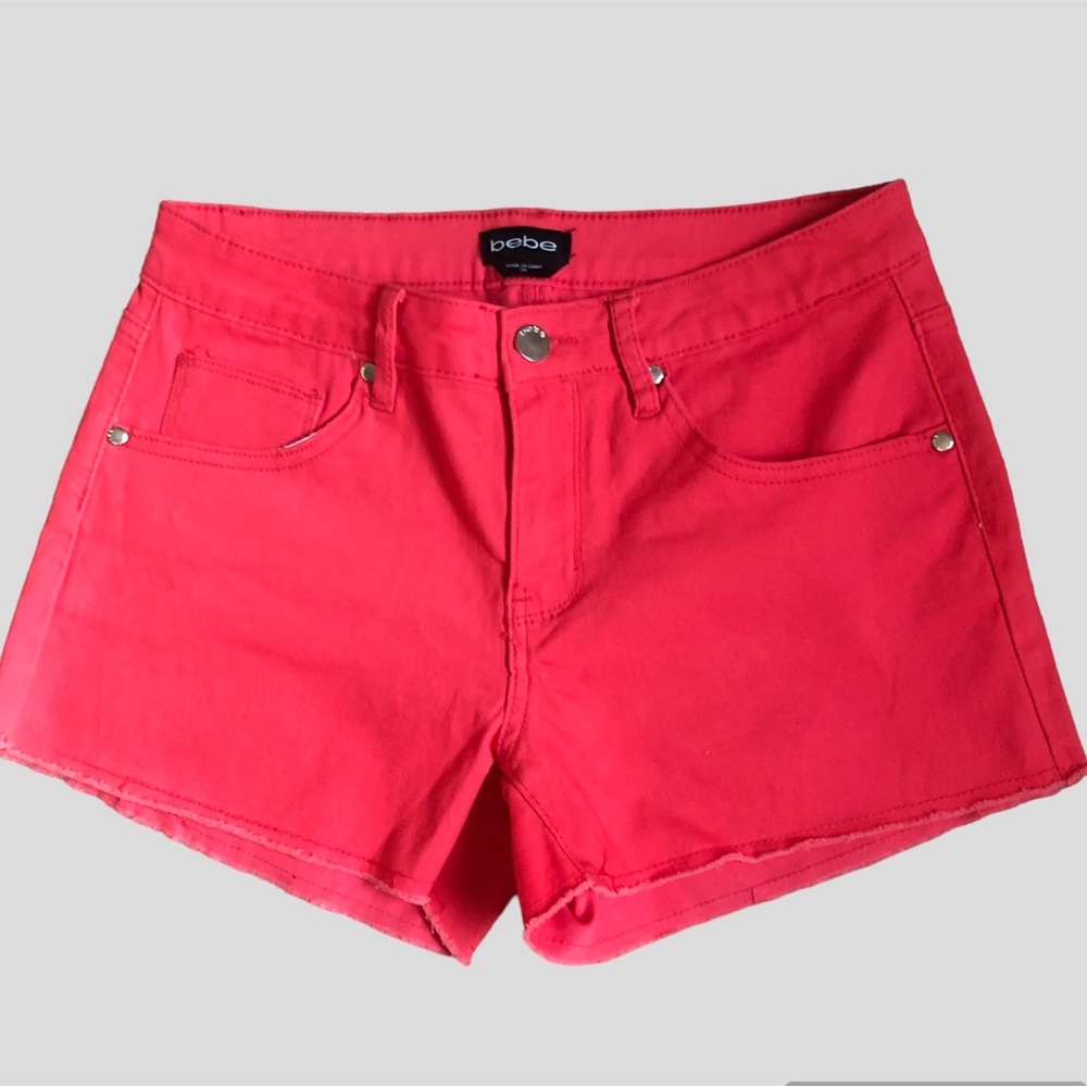 NWOT Bebe Coral Shorts With Bling Pockets